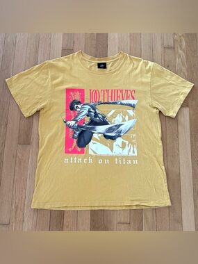 100 Thieves Attack On Titan Shirt XL Rare Men’s Yellow Made In USA